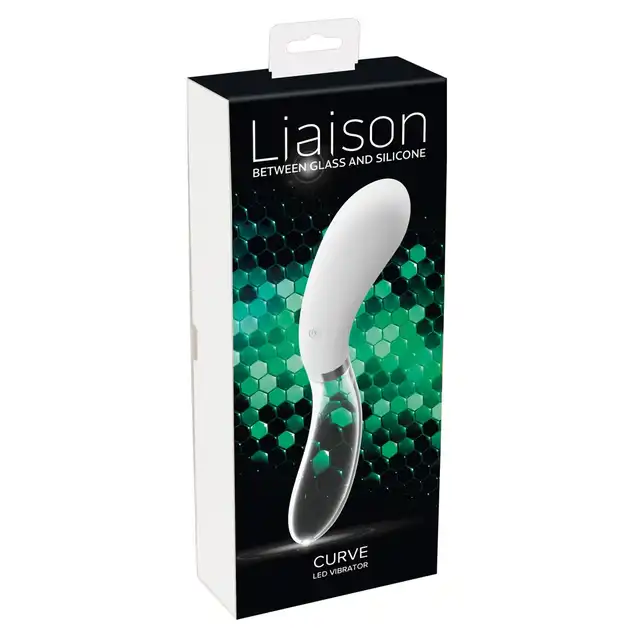 Liaison - Curve LED Vibrator -  ultranowoczesny dwustronny wibrator. Gładki silikon i najwyższej klasy szkło. Nieziemskie światło LED