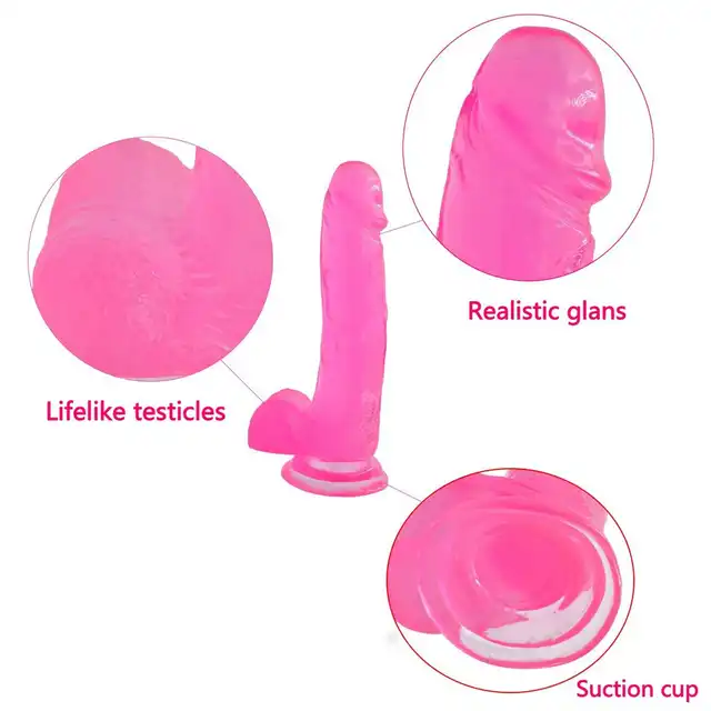 LoveToy - Jelly Studs Crystal Dildo - Large Pink - różowe dildo o realistycznej strukturze. Gwarancja przyjemności 
