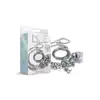 Nixie - Metal Butt Plug &amp; Handcuffs Silver. Zniewalające połączenie korka analnego i łańcuszka prowadzącego do zmysłowych metalowych kajdanek