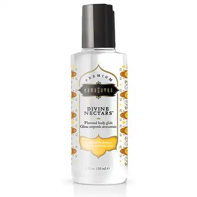 Kama Sutra - Divine Nectare Body Glide Coconut Pineapple 150 ml - smakowy lubrykant na bazie wody. Rozpływający się w ustach. Kokos i ananas
