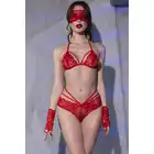 Chilirose - CR4608 Red M - 4-częsciowy zestaw kuszącej bielizny w ognistym, czerwonym kolorze 