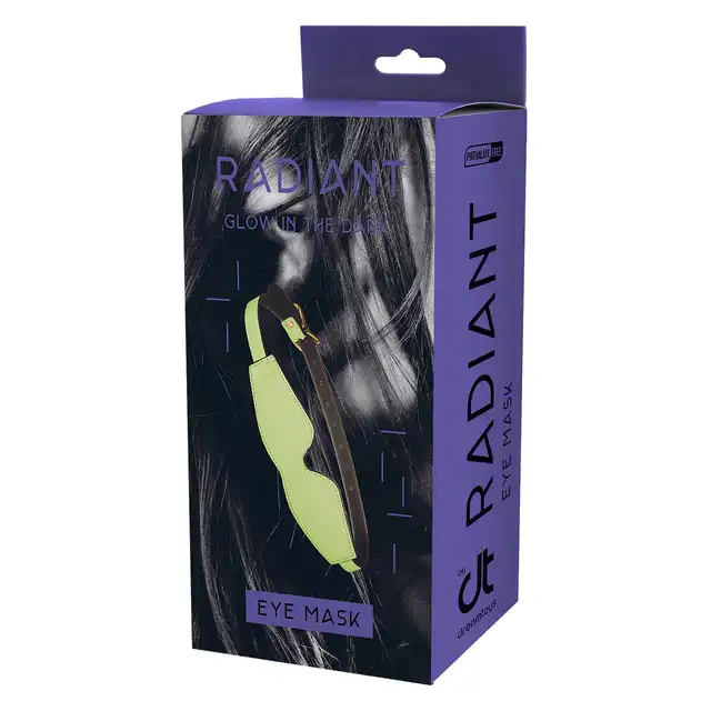 Radiant - Eye Mask Glow In The Dark. Fluorescencyjna świecąca w ciemnościach zielona opaska na oczy w klimacie BDSM