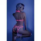 Glow - Impress Me Lace Bodywith Open Back S/M. Odważne body w neonowym różu. Otwarty tył to bezwzględnie apetyczna propozycja na wieczór