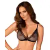 Obsessive - Mibelia Bra M/L - klasyczny, czarny biustonosz. Półprzezroczysta koronka wyjątkowo kusi