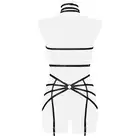 Grey Velvet - 3-teiliges Harness-Set M/L. Tajemniczo zmysłowy komplet w stylu harness z metalowymi kółeczkami i odsłoniętymi sutkami