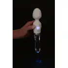 Liaison  - Wand LED Vibrator - ultranowoczesny dwustronny wibrator. Gładki silikon i najwyższej klasy szkło. Nieziemskie światło LED