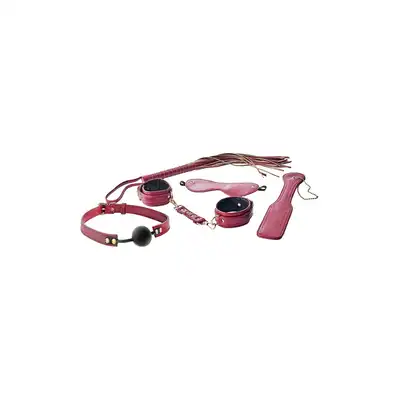 Blaze - Elite BDSM Set Red. Elegancki, 5-częściowy zestaw do BDSM, czerwono-złoty. Luksus i styl. 