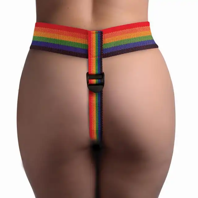 Strap-U- Take The Rainbow. Całkowicie regulowany uprząż strapon z tęczowym pasem. Wysoka jakość, miękkie amortyzowane wnętrze
