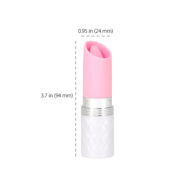 Pillow Talk - Lusty Pink. Super dyskretny wibrator łechtaczkowy ze stymulującym języczkiem. Forma incognito w formie szminki 