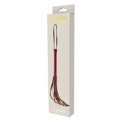Blaze - Elite Flogger Red. Elegancki czerwony pejcz ze złotymi elementami. W 100 % wegański. 