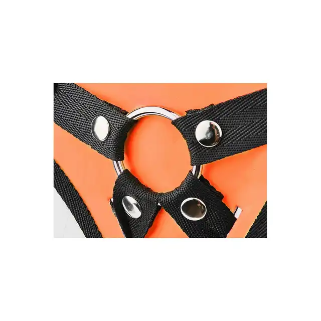 Radiant - Strap-on Glow In The Dark Orange. Świecąca w ciemności uprząż strapon z wymiennymi ringami i zatrzaskami