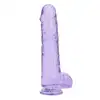 Shots Toys - Realistic Dildo With Balls 25,4 cm. Transparentne, fioletowe dildo z mocną przyssawką i ciekawą teksturą
