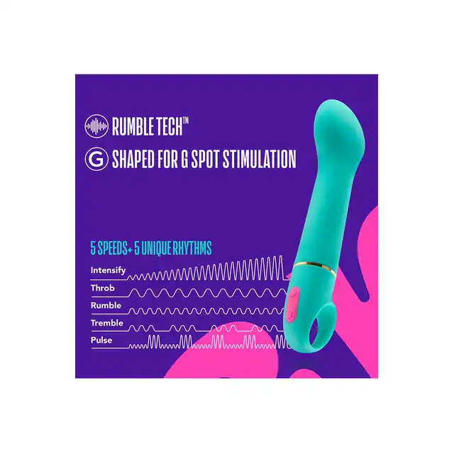 Aria - Flirty AF Teal. Niesamowity wibrator do punktu G z wodoodpornością IPX7 . Z silikonu utwardzanego platyną. 