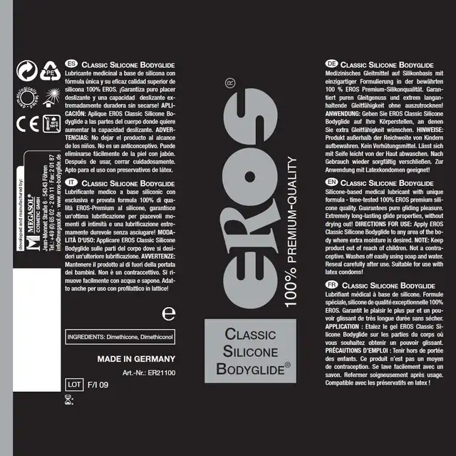 Eros - Classic Silicone Glide 50 ml. Silikonowy przezroczysty lubrykant o długotrwałej funkcji poślizgowej 