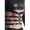Regnes Fetish Planet - Black T-Shirt TSH019 XXL. Seksowna męska koszulka z połyskującego materiału i siateczkowymi rękawami, podkreślający sylwetkę harness