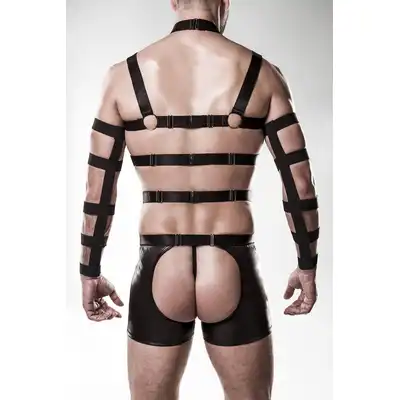 Grey Velvet - 4-teiliges Harness Men S/M. Męski, efektowny i seksowny komplet uprzęży harness