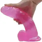 LoveToy - Jelly Studs Crystal Dildo - Large Pink - różowe dildo o realistycznej strukturze. Gwarancja przyjemności 