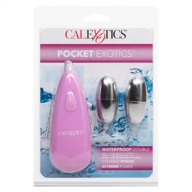 Calexotics - Double Waterproof Bullet Silver. Podwójne wibrujące jajeczko ze sterowaniem za pomocą pilota