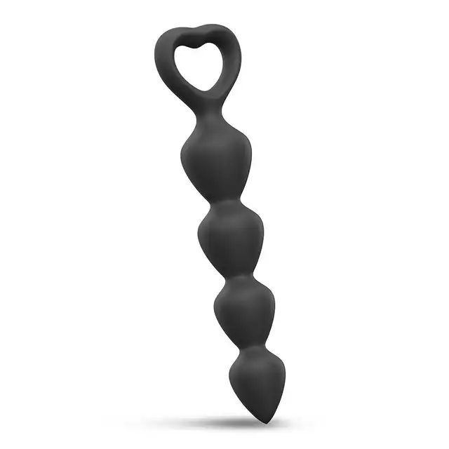 Love to Love - Bing Bang L Black - koraliki analne w czarnym kolorze. Rączka w kształcie serca
