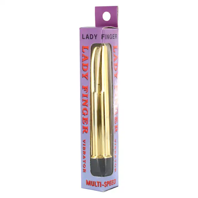 Seven Creations - Lady Finger Gold. Złoty wibrator o klasycznym kształcie. Stymulacyjna tekstura i płynnie regulowane wibracje