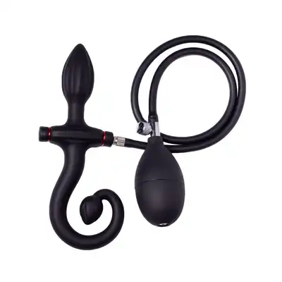 Rimba - Inflatable Anal Plug - pompowany plug analny z ogonem. Łatwy zawór spustowy