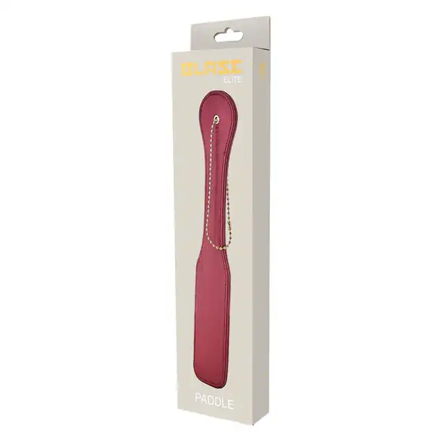  Blaze - Elite Paddle Red. Elitarnie wyglądająca packa z czerwonej sztucznej skóry idealna do zabaw BDSM. Piękne złote elementy. 