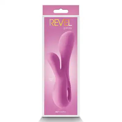 Revel - Galaxy Pink. Super gładki wibrator podwójny. Jednoczesna stymulacja łechtaczki i dopochwowa z 10 funkcjami