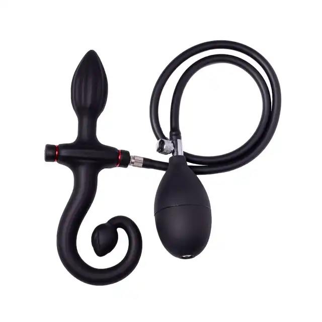 Rimba - Inflatable Anal Plug - pompowany plug analny z ogonem. Łatwy zawór spustowy