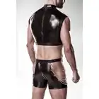 Grey Velvet - 2-teiliges Kunstleder Set L/XL. Męski komplet w stylu wetlook z rozpinanym kroczem i łańcuchami w stylu fetish BDSM