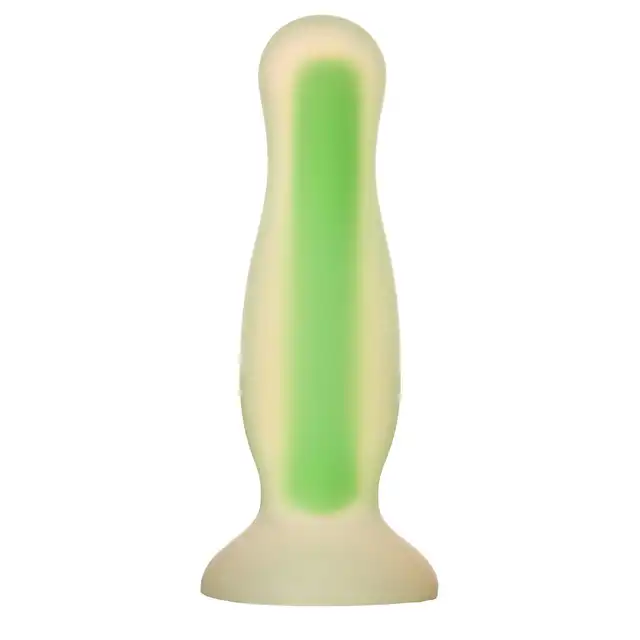 Radiant - Soft Silicone Glow In The Dark Plug S Green. Mały korek analny świecący w ciemnościach. 11 cm długości, 2,8 cm średnicy