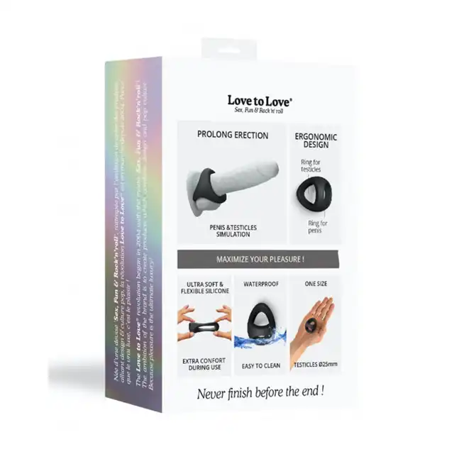 Love to Love - Flux Ring Black - podwójny ring na penisa w kolorze czarnym. Zwiększona erekcja i opóźniony wytrysk