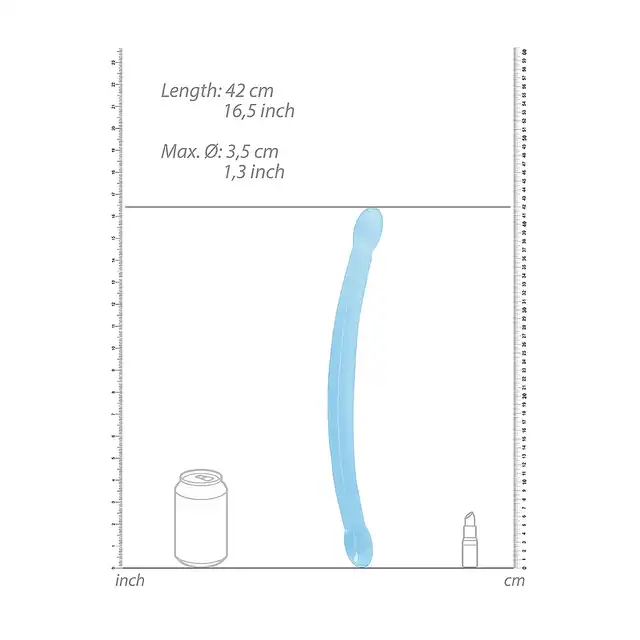Shots Toys - Non Realistic Double Dildo - Blue 42 cm. Dwustronne, transparentne, niebieskie dildo o wysokiej elastyczności