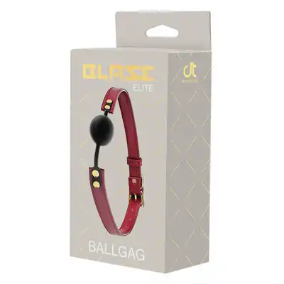 Blaze - Elite Ball Gag Red. Czarno-czerwony knebel w kształcie kulki z regulowanym paskiem z eko skóry