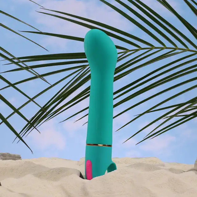 Aria - Flirty AF Teal. Niesamowity wibrator do punktu G z wodoodpornością IPX7 . Z silikonu utwardzanego platyną. 