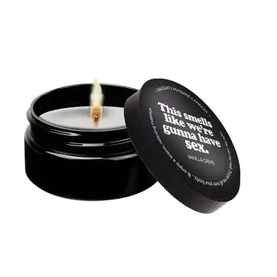 Kamasutra - Mini Massage Candle Vanilla This Smells Like Sex. Niegrzeczna kremowa świeca do masażu o zapachu wanilii