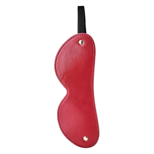 Blaze - Elite Eye Mask Red. Elitarna maska na oczy wykonana ze sztucznej skóry w kolorze czerwonym. Eleganckie złote elementy. 