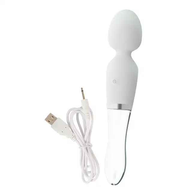 Liaison  - Wand LED Vibrator - ultranowoczesny dwustronny wibrator. Gładki silikon i najwyższej klasy szkło. Nieziemskie światło LED