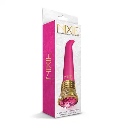 Nixie - Jewel Satin G-Spot Vibe Pink Tourmaline. Elegancki smukły wibrator do punktu G, idealne wycięcie stymulacyjne na końcówce
