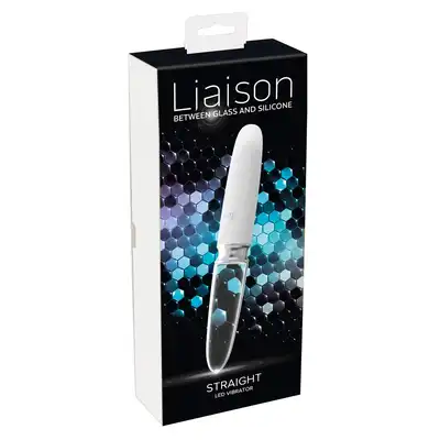 Liaison - Straight LED Vibrator - ultranowoczesny dwustronny wibrator. Gładki silikon i najwyższej klasy szkło. Nieziemskie światło LED