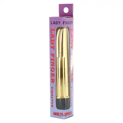 Seven Creations - Lady Finger Gold. Złoty wibrator o klasycznym kształcie. Stymulacyjna tekstura i płynnie regulowane wibracje