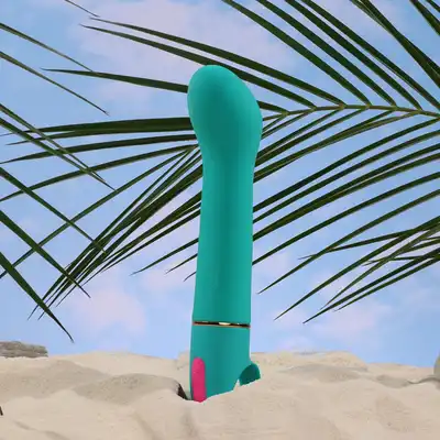 Aria - Flirty AF Teal. Niesamowity wibrator do punktu G z wodoodpornością IPX7 . Z silikonu utwardzanego platyną. 