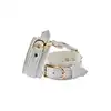 Blaze - Elite Anklecuffs White. Stylowe białe kajdanki na kostki ze złotymi elementami i łańcuchem o 12 cm długości 