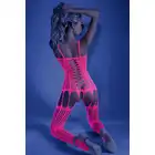 Glow - Hypnotic Criss-Cross Body with Garter Look. Bodystocking o neonowo różowym kolorze imitujący body z pończochami