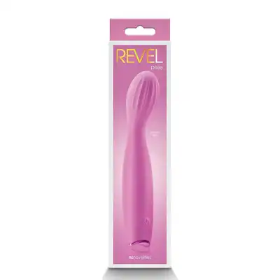 Revel - Pixie Pink. Świetny wibrator do stymulacji delikatnego punktu G. Elastyczny zakrzywiony trzon i okrągła główka z żebrowaniem