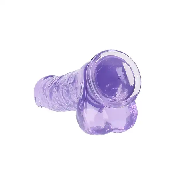 Shots Toys - Realistic Dildo With Balls 25,4 cm. Transparentne, fioletowe dildo z mocną przyssawką i ciekawą teksturą