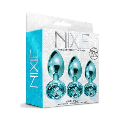 NIXIE METAL BUTT PLUG TRAINER SET, BLUE METALLIC