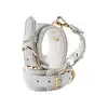 Blaze - Elite Handcuffs White. Stylowe regulowane kajdanki wykonane z białej sztucznej skóry wzbogacone o złote detale. 