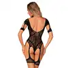 Obsessive - G334 bodystocking S/M/L - nietuzinkowy bodystocking z otwartym krokiem. Zmysłowe przeszycia