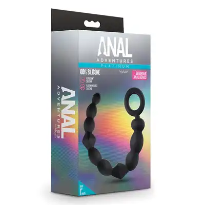 Anal Adventures - Begginer Anal Beads. Silikonowe koraliki analne o dwóch różnych strukturach stymulacyjnych, klasyczne koraliki i diamenciki