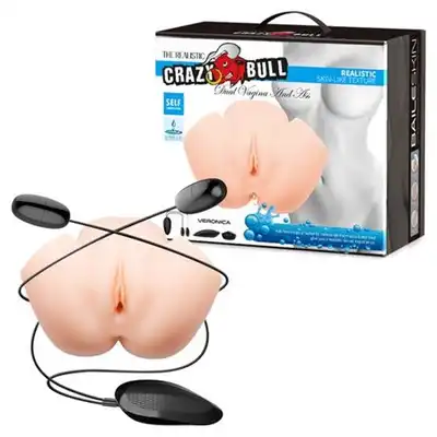Crazy Bull - Dual Vagina And Ass. Masturbator pupa, apetyczna wagina i ciasny anus, zestaw wibrujący z pilotem. Nawilżanie przy użyciu wody
